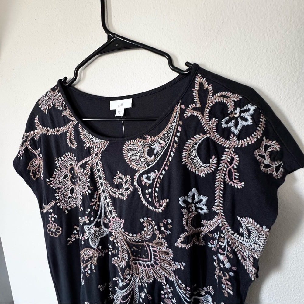 J.jill Cap Sleeve Floral Embroidered Blue cotton Maxi Midi Dress Sz M NWT - Picture 10 of 15